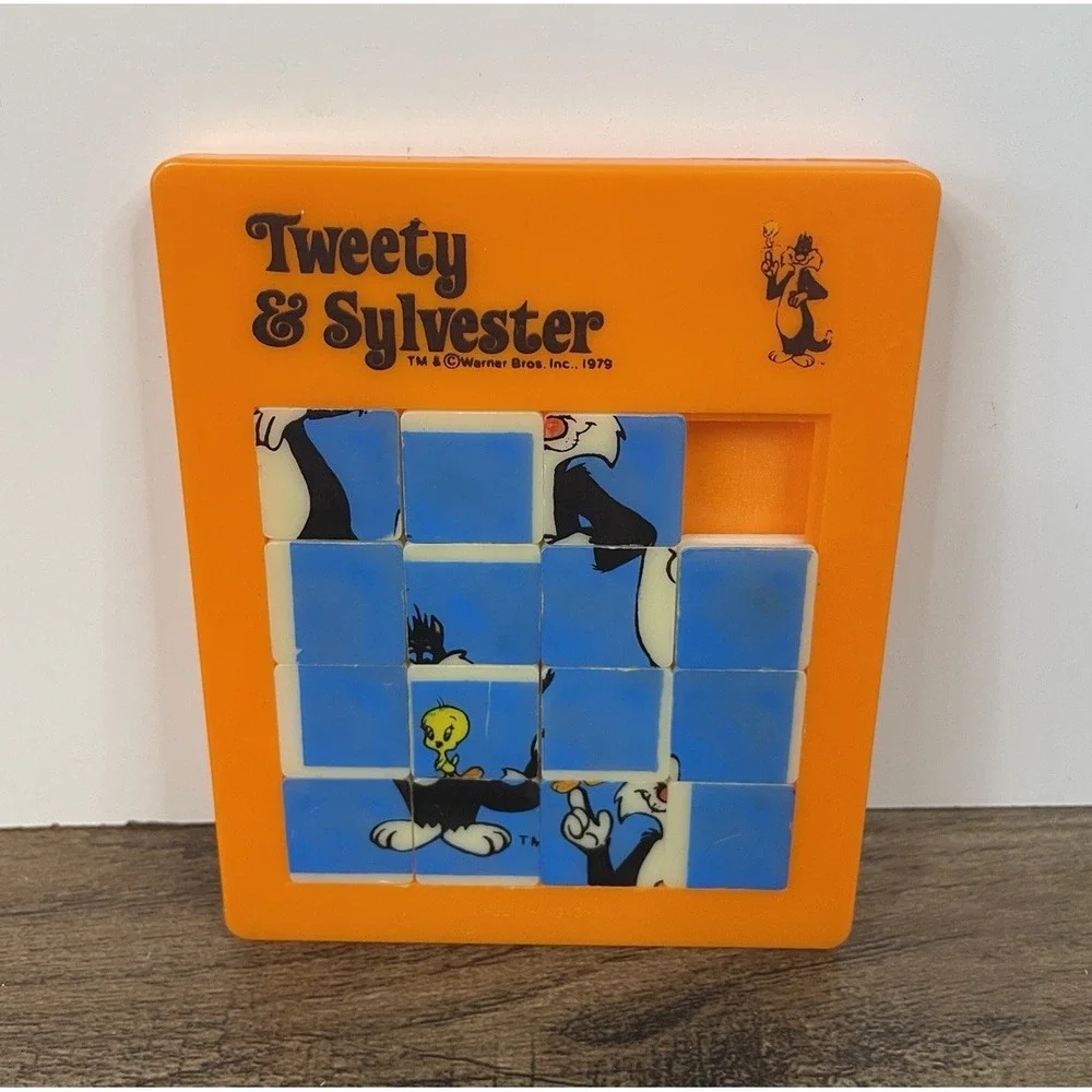 Vintage Sylvester & Tweety Plastic Slide Puzzle 1979 Looney Tunes Warner Bros